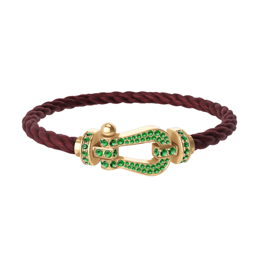 FORCE 10 BRACELET 18K YELLOW GOLD AND EMERALDS LARGE MODEL