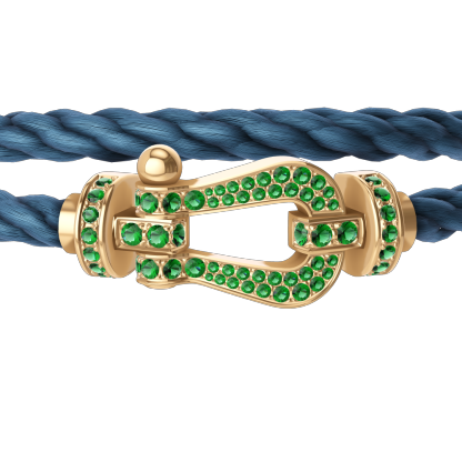 FORCE 10 BRACELET 18K YELLOW GOLD AND EMERALDS LARGE MODEL