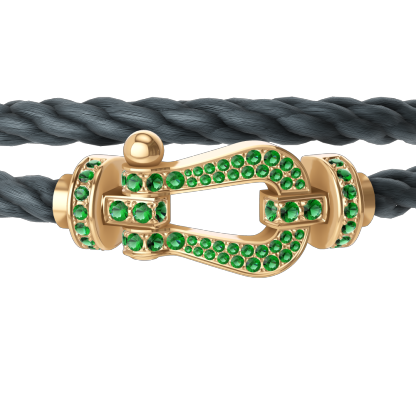 FORCE 10 BRACELET 18K YELLOW GOLD AND EMERALDS LARGE MODEL