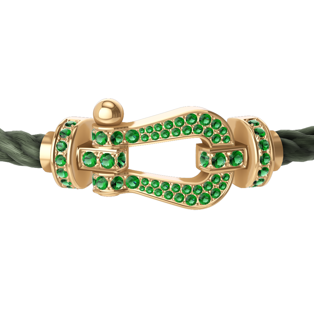 FORCE 10 BRACELET 18K YELLOW GOLD AND EMERALDS LARGE MODEL