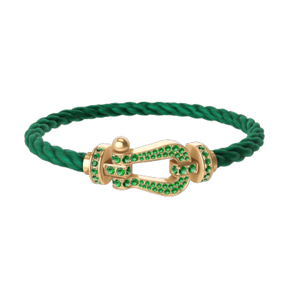 FORCE 10 BRACELET 18K YELLOW GOLD AND EMERALDS LARGE MODEL