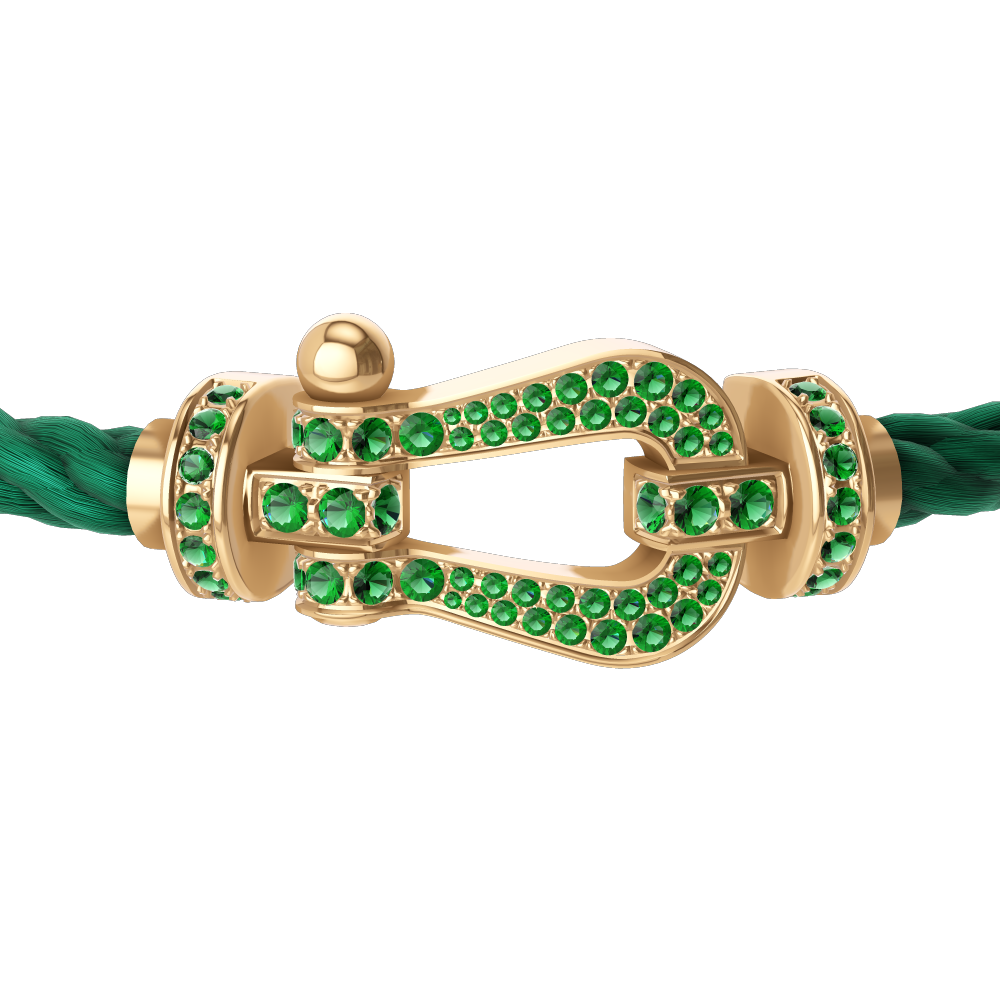 FORCE 10 BRACELET 18K YELLOW GOLD AND EMERALDS LARGE MODEL