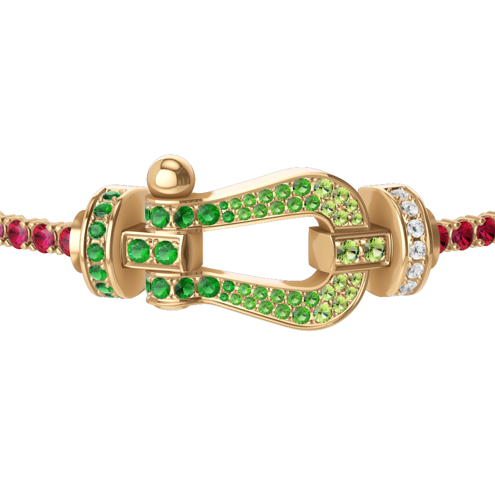 FORCE 10 BRACELET 18K YELLOW GOLD AND COLORED STONES LARGE MODEL
