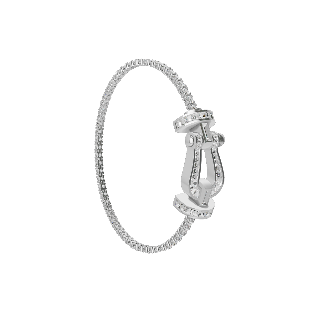 FORCE 10 BRACELET 18K WHITE GOLD AND BAGUETTE-CUT DIAMONDS LARGE MODEL