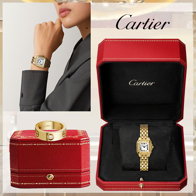 PANTHÈRE DE CARthtTIER WATCH & LOVE RING, CLASSIC MODEL, 3 DIAMONDS