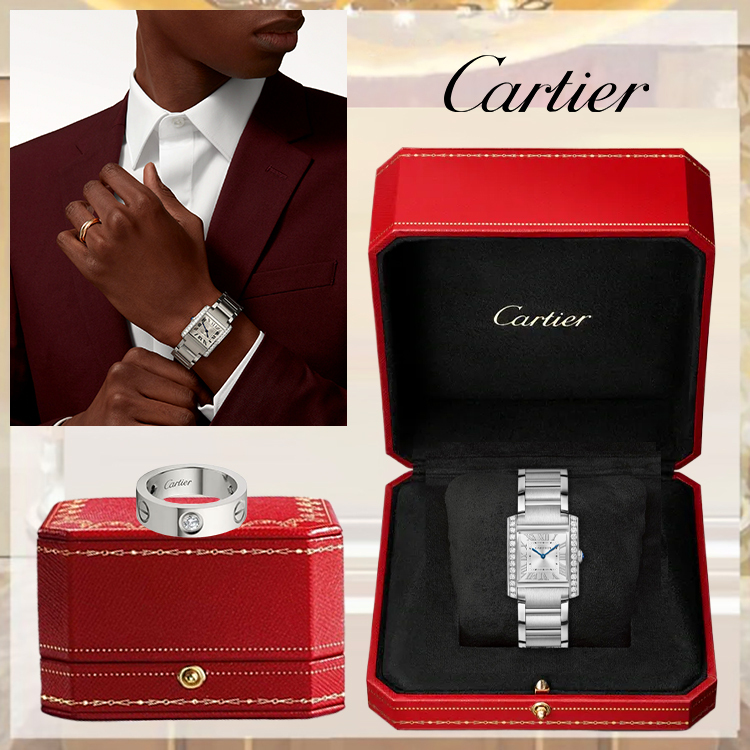 TANK FRANÇAISE WATCH & LOVE RING, CLASSIC MODEL, 3 DIAMONDS