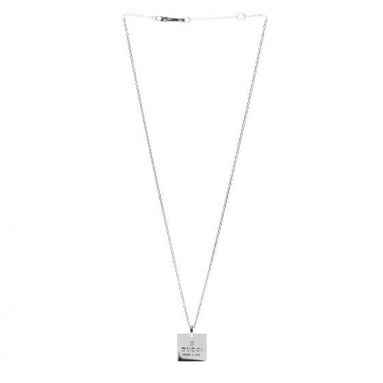 Sterling Silver Trademark Logo Square Pendant Necklace