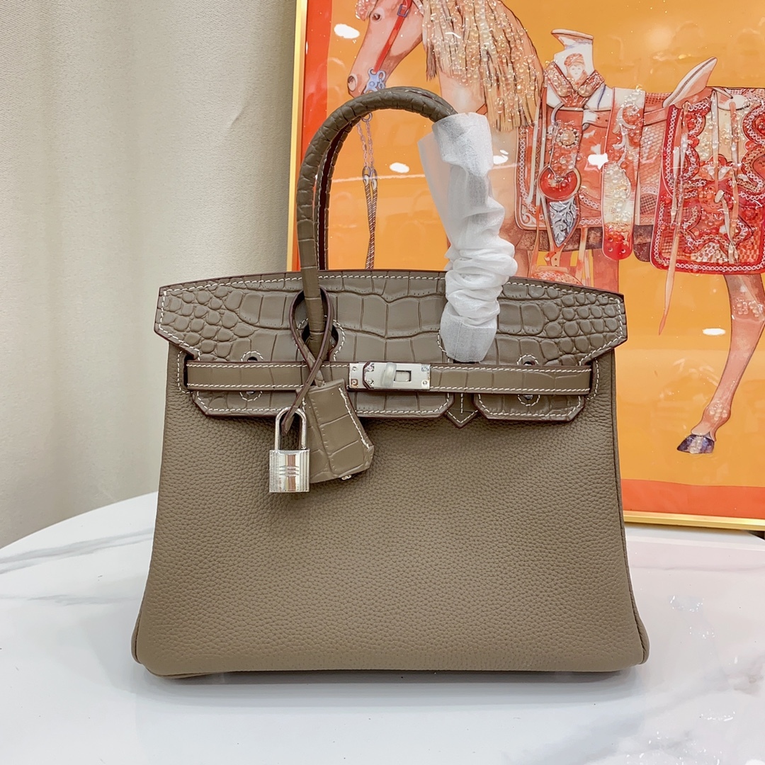 Herthtmes Togo Matte Alligator Birkin Touch 25/30 Gold
