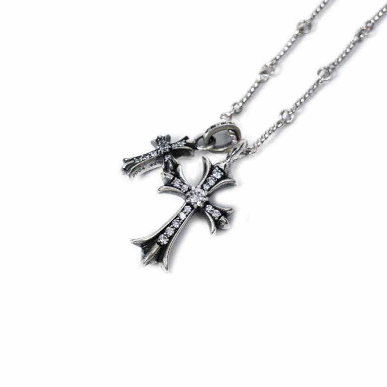 SMALL CROSS AND BABYFAT CHARM NECKLACE WITH DIAMONDS