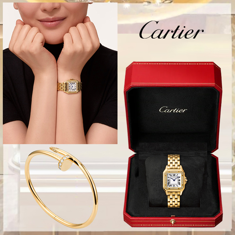 PANTHÈRE DE CATHTRTIER WATCH & JUSTE UN CLOU BRACELET, CLASSIC MODEL, DIAMONDS