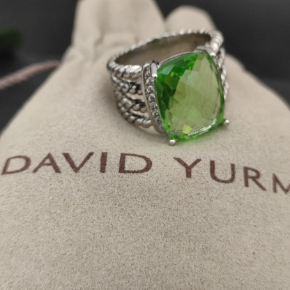 Petite Wheaton® Ring Sterling Silver with Prasiolite and Diamonds