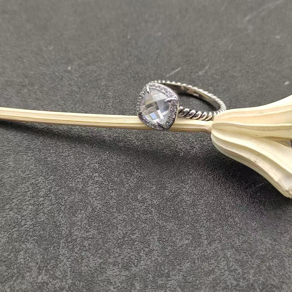 Petite Chatelaine® Pavé Bezel Ring Sterling Silver with White Topaz and Diamonds