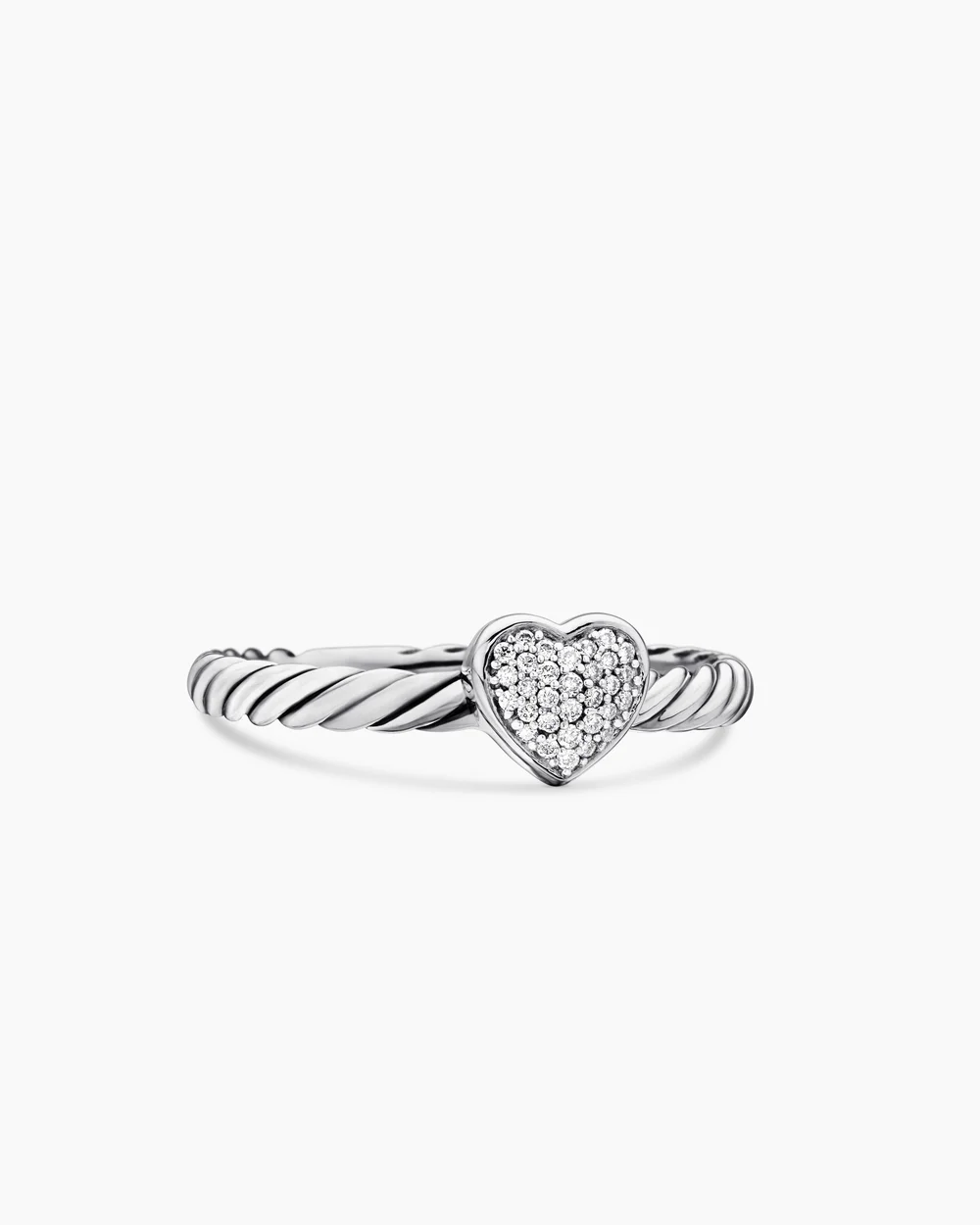 Cable Collectibles® Heart Stack Ring Sterling Silver with Pavé Diamonds