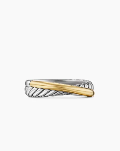 Crossover Band Ring Sterling Silver with 18K Yellow Gold