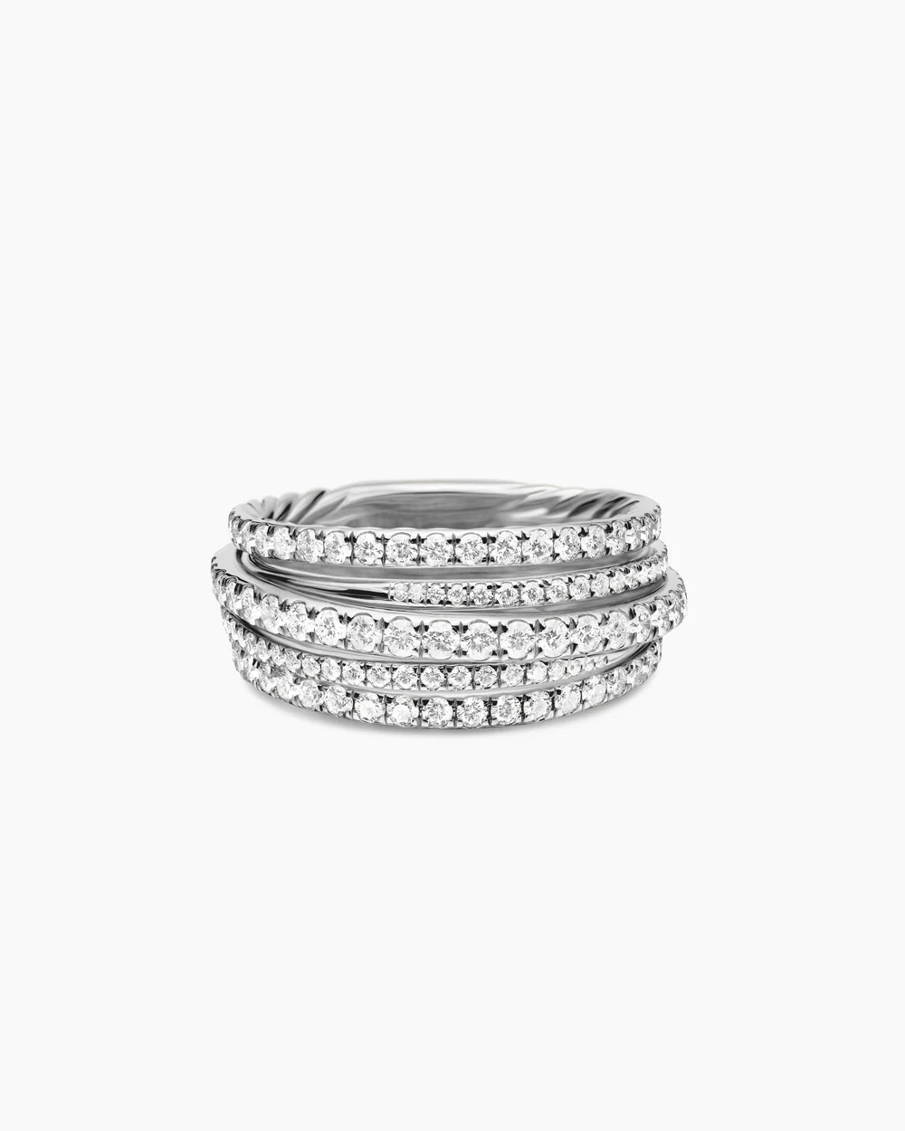 Pavé Crossover Ring 18K White Gold with Diamonds