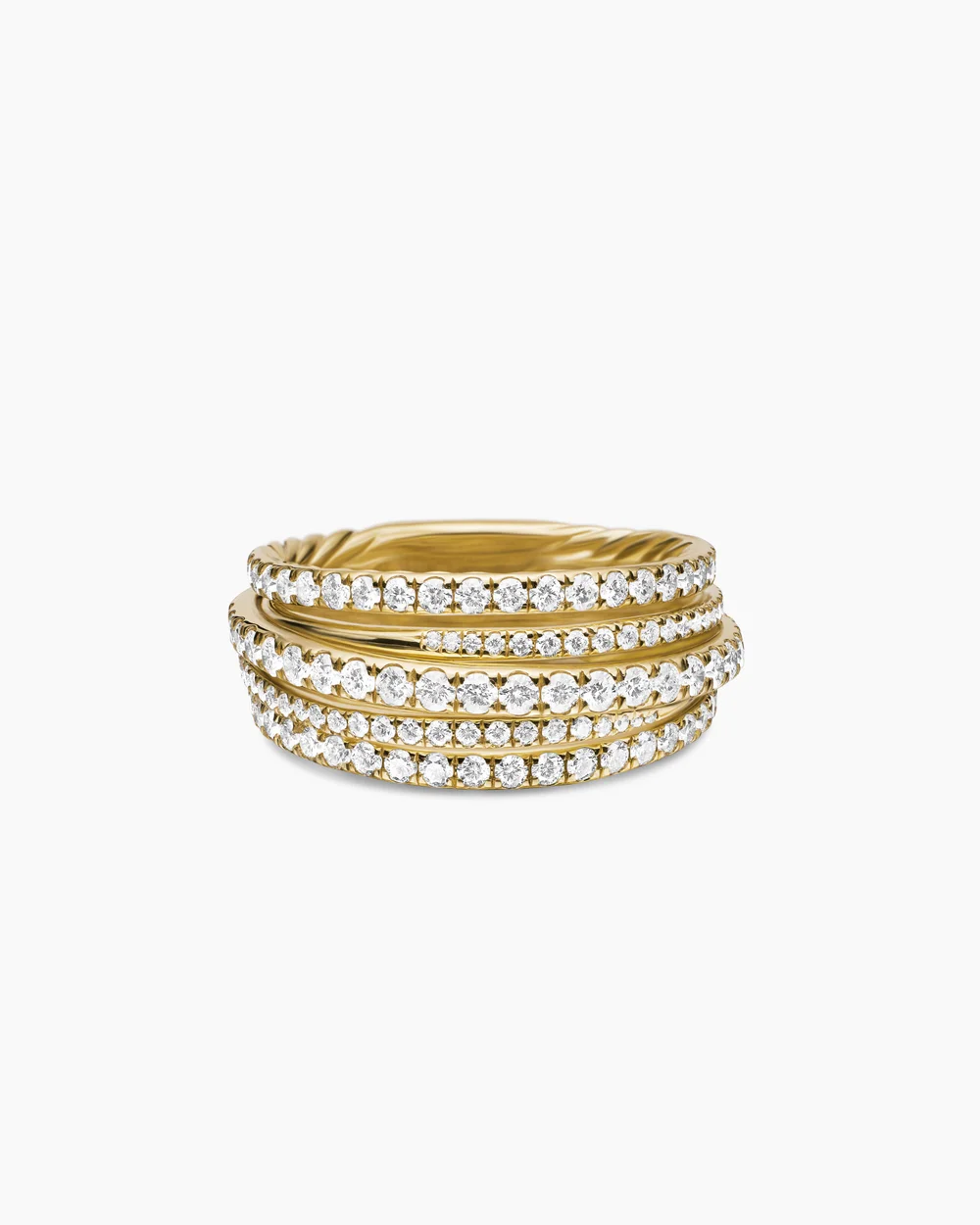 Pavé Crossover Ring 18K Yellow Gold with Diamonds