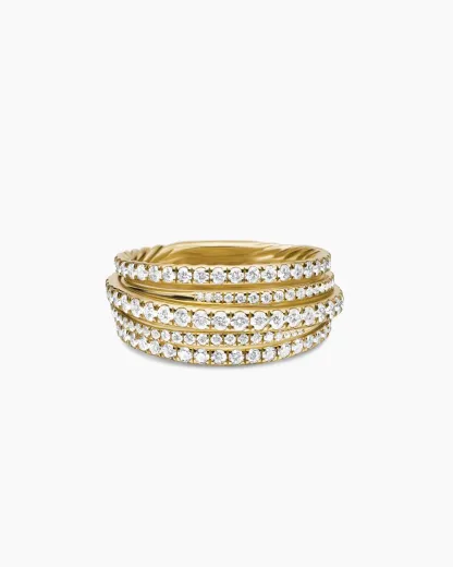 Pavé Crossover Ring 18K Yellow Gold with Diamonds