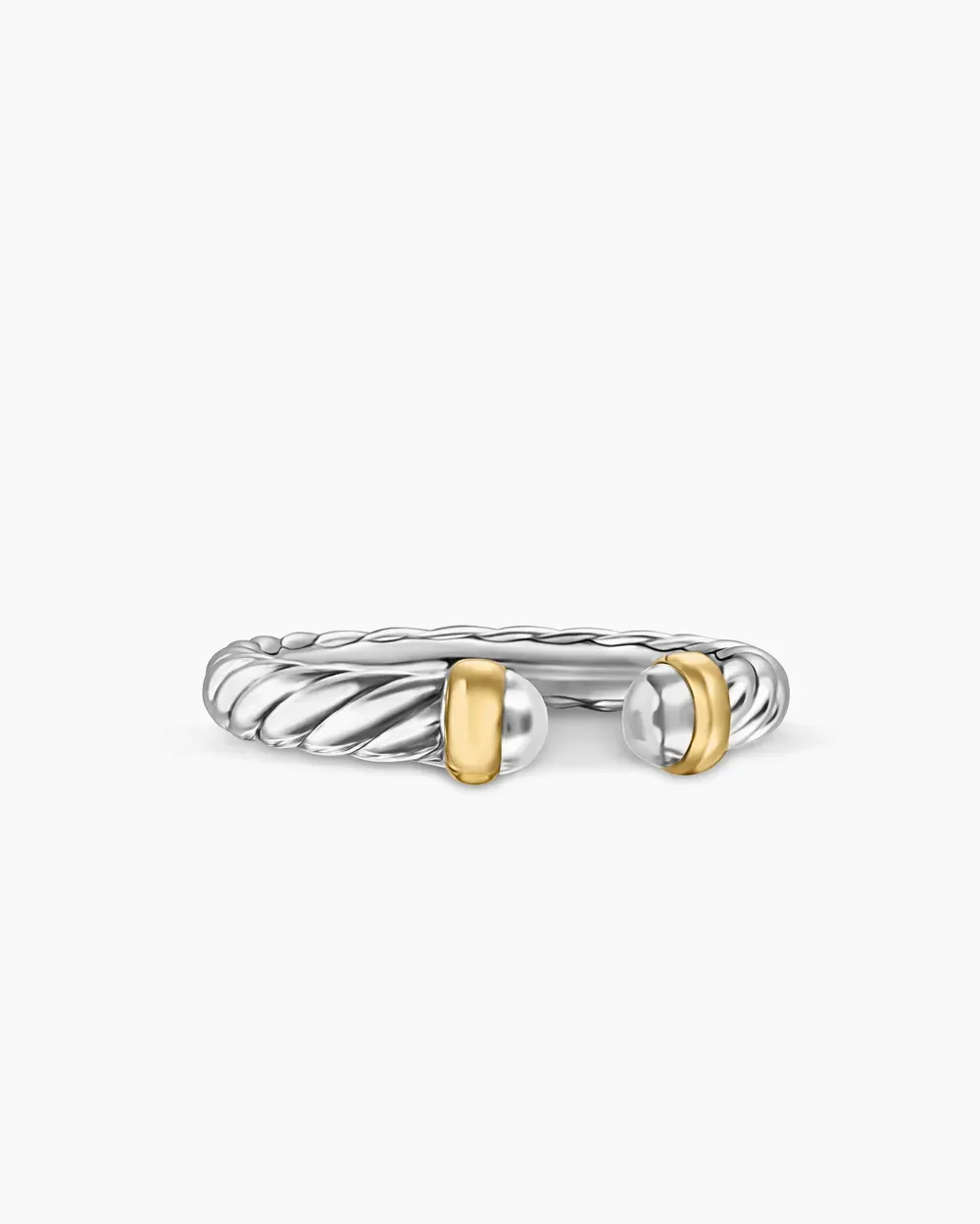 Petite Cable Ring Sterling Silver with 14K Yellow Gold