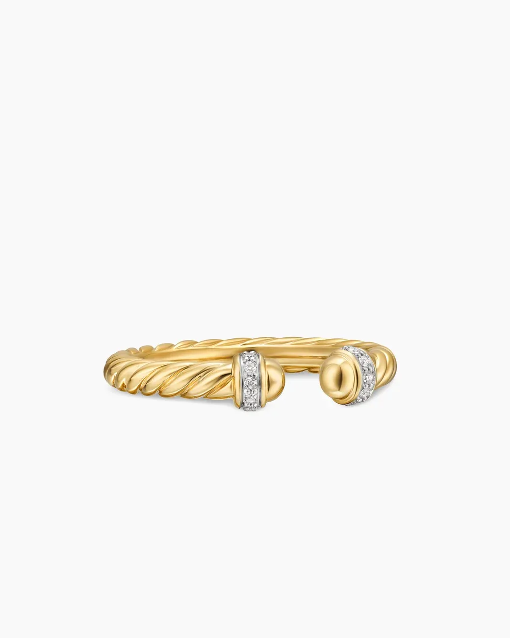 Cable Band Open Ring 18K Yellow Gold with Diamonds