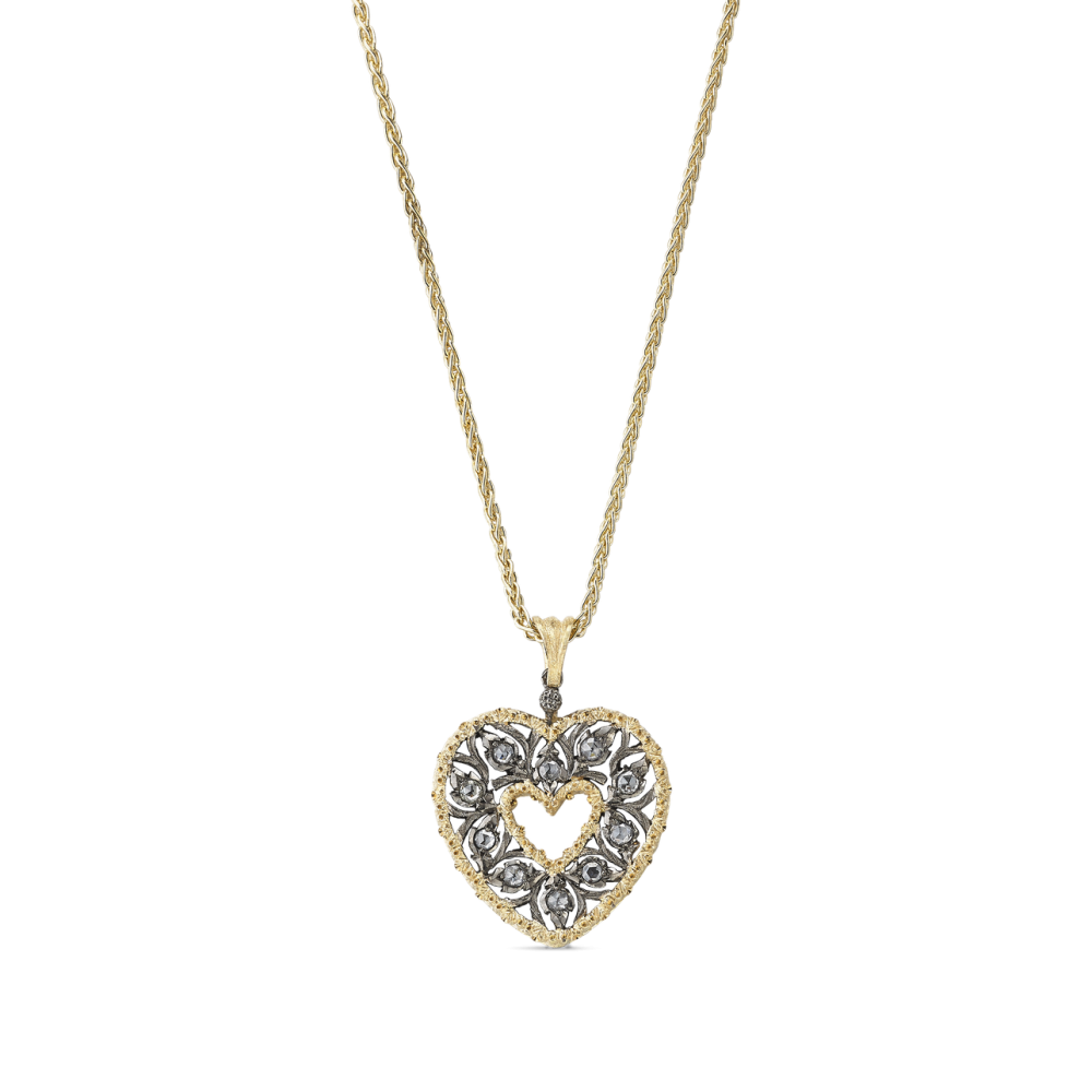 RAMAGE WHITE AND YELLOW GOLD PENDANT WITH ROSE-CUT DIAMONDS