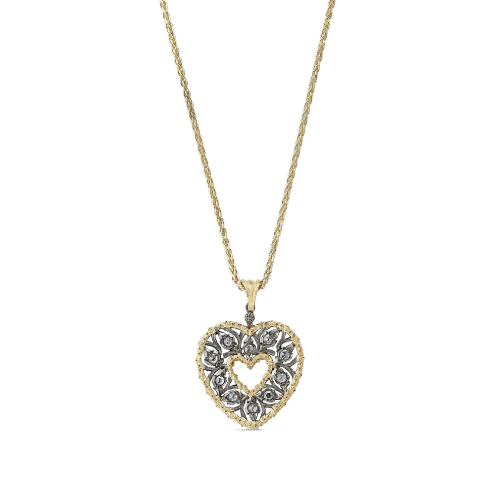RAMAGE WHITE AND YELLOW GOLD PENDANT WITH ROSE-CUT DIAMONDS