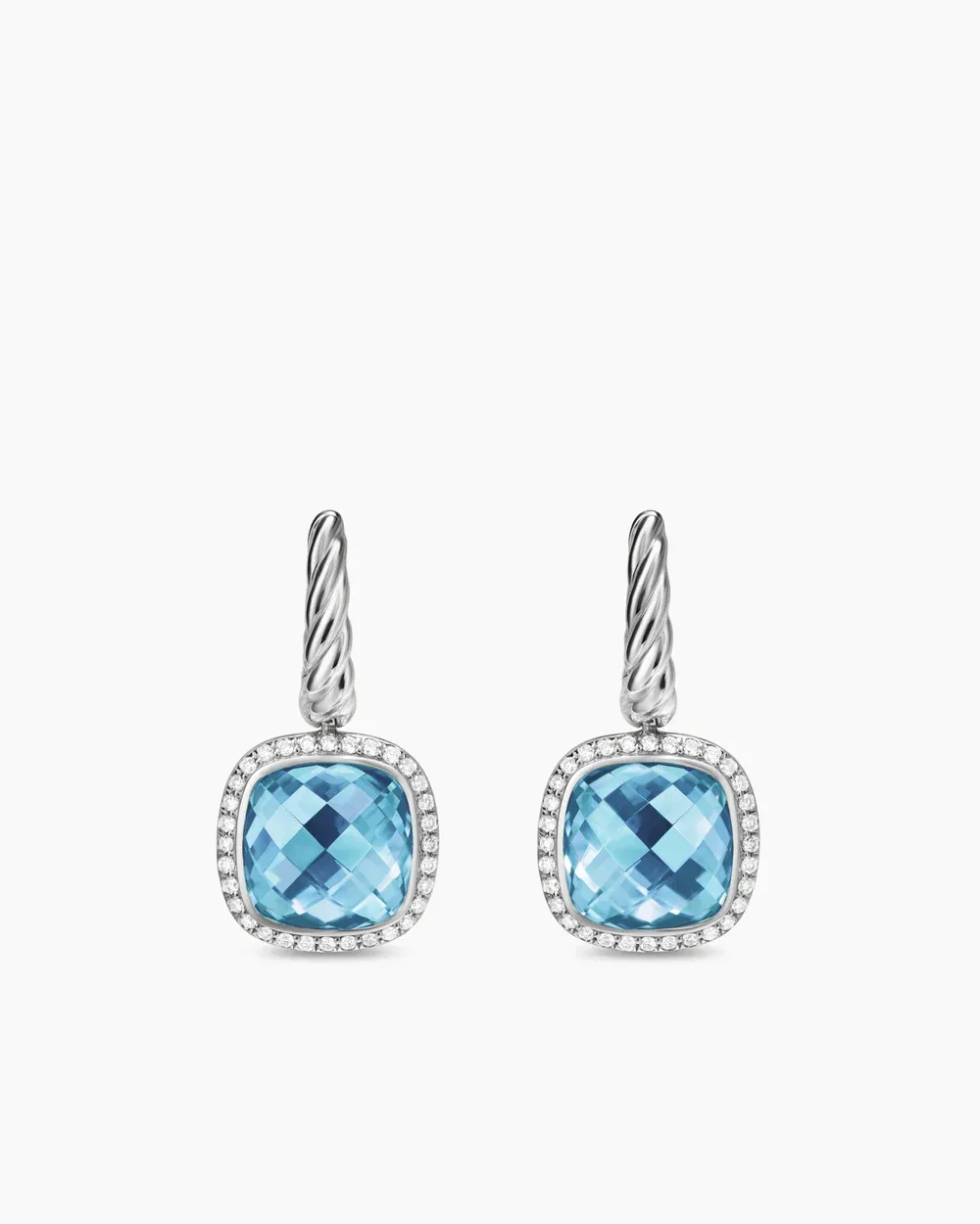 Albion® Drop Earrings Sterling Silver with Blue Topaz and Diamonds