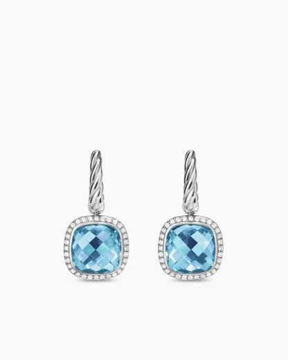 Albion® Drop Earrings Sterling Silver with Blue Topaz and Diamonds