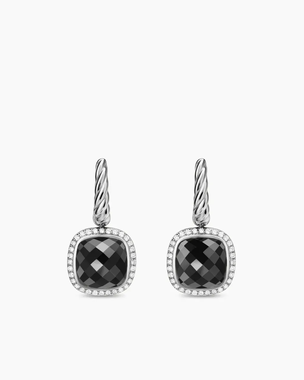 Albion® Drop Earrings Sterling Silver with Black Onyx and Diamonds