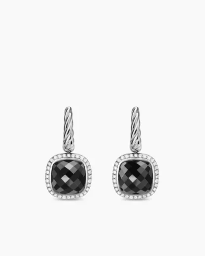 Albion® Drop Earrings Sterling Silver with Black Onyx and Diamonds