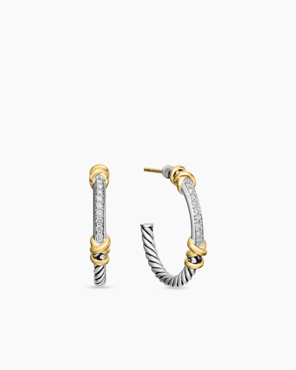 Petite Helena Wrap Hoop Earrings Sterling Silver with 18K Yellow Gold and Diamonds