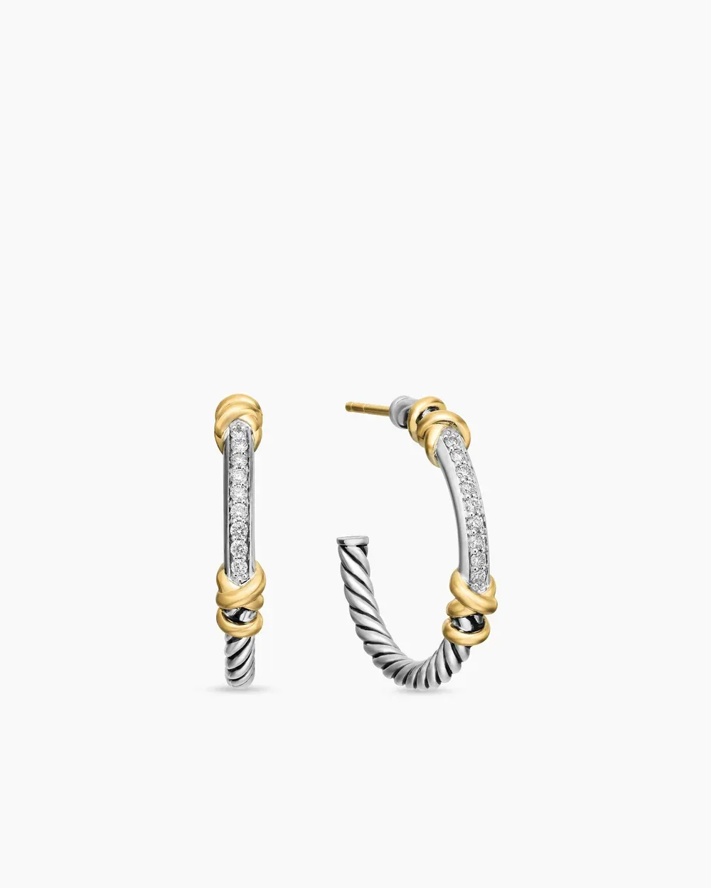 Petite Helena Wrap Hoop Earrings Sterling Silver with 18K Yellow Gold and Diamonds