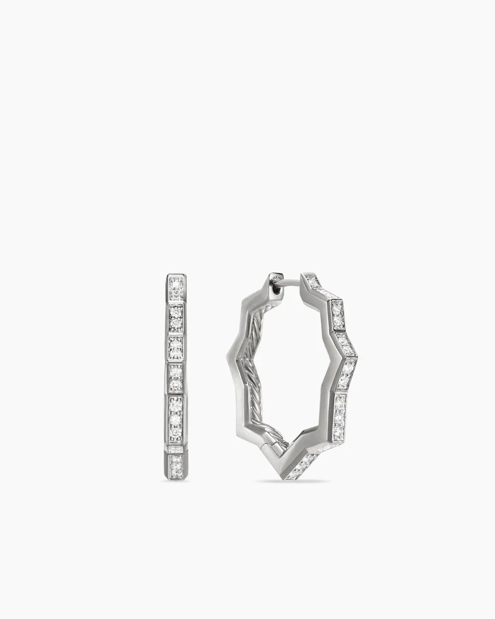 Zig Zag Stax™ Hoop Earrings Sterling Silver with Diamonds