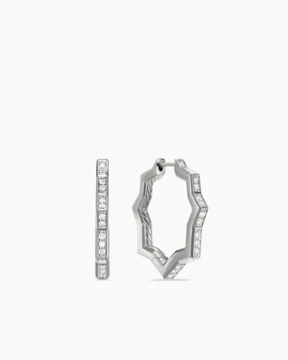 Zig Zag Stax™ Hoop Earrings Sterling Silver with Diamonds