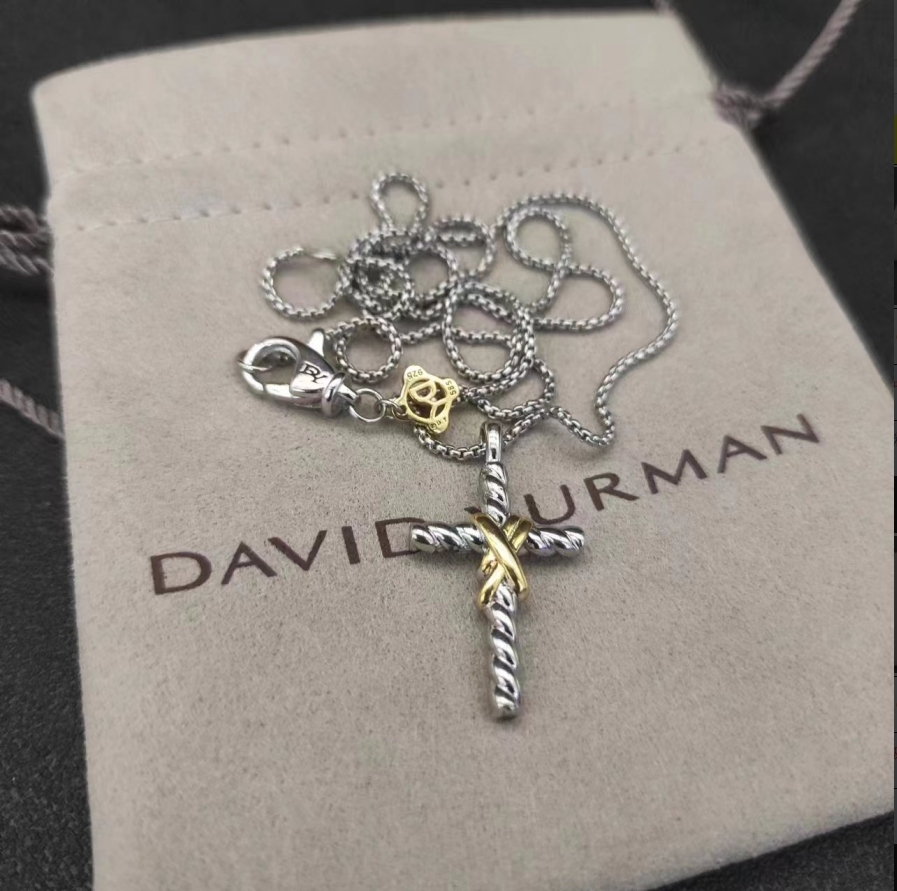 X Cross Pendant Sterling Silver with 18K Yellow Gold