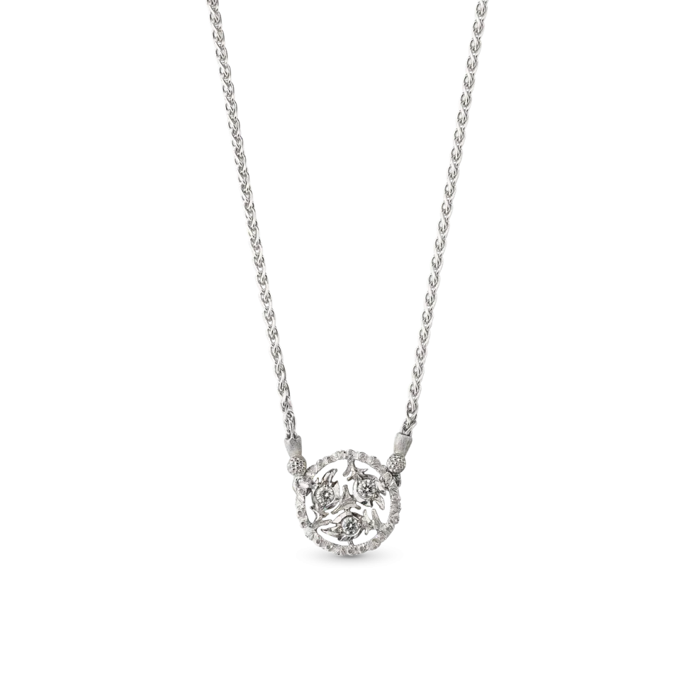 RAMAGE WHITE GOLD PENDANT WITH LEAF-MODELED BORDERS