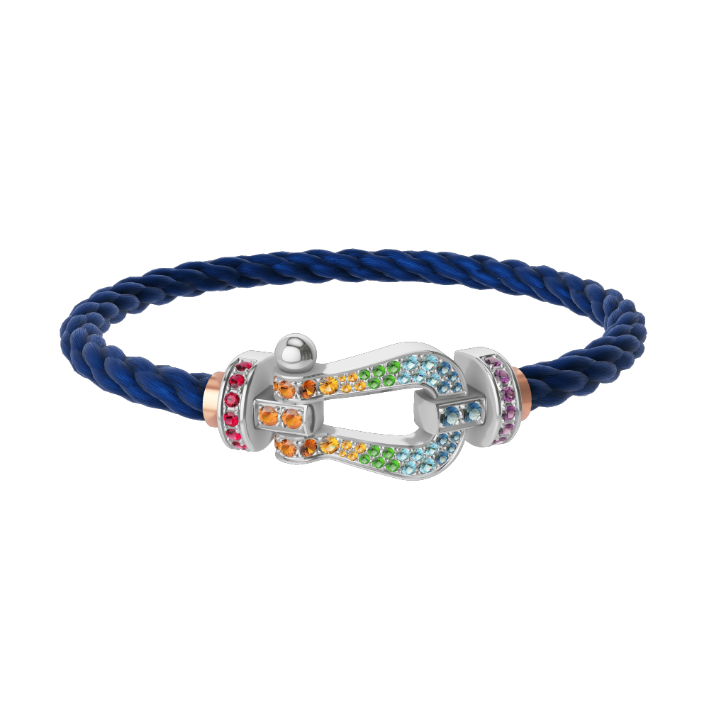 FORCE 10 BRACELET 18K WHITE GOLD AND COLORED STONES LARGE MODEL