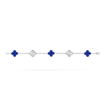 Vintage Alhambra bracelet, 5 motifs 18K white gold Agate