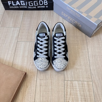 Deluxe Brand Black/Silver Glitter Superstar Sneakers