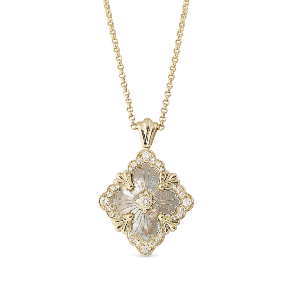 OPERA TULLE YELLOW GOLD SET PENDANT WITH MOTHER OF PEARL