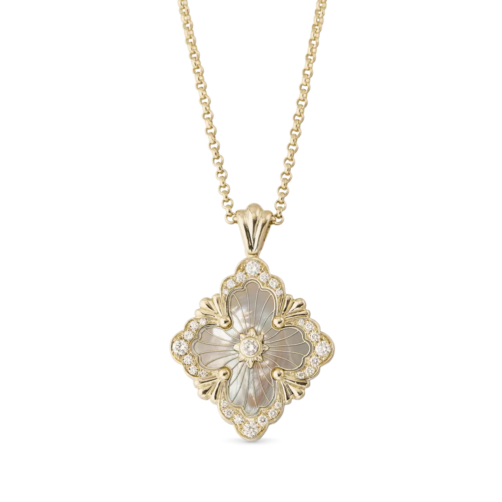 OPERA TULLE YELLOW GOLD SET PENDANT WITH MOTHER OF PEARL