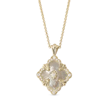 OPERA TULLE YELLOW GOLD SET PENDANT WITH MOTHER OF PEARL
