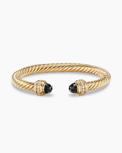 Classic Cablespira庐 Bracelet 18K Yellow Gold with Black Onyx and Diamonds, 7mm