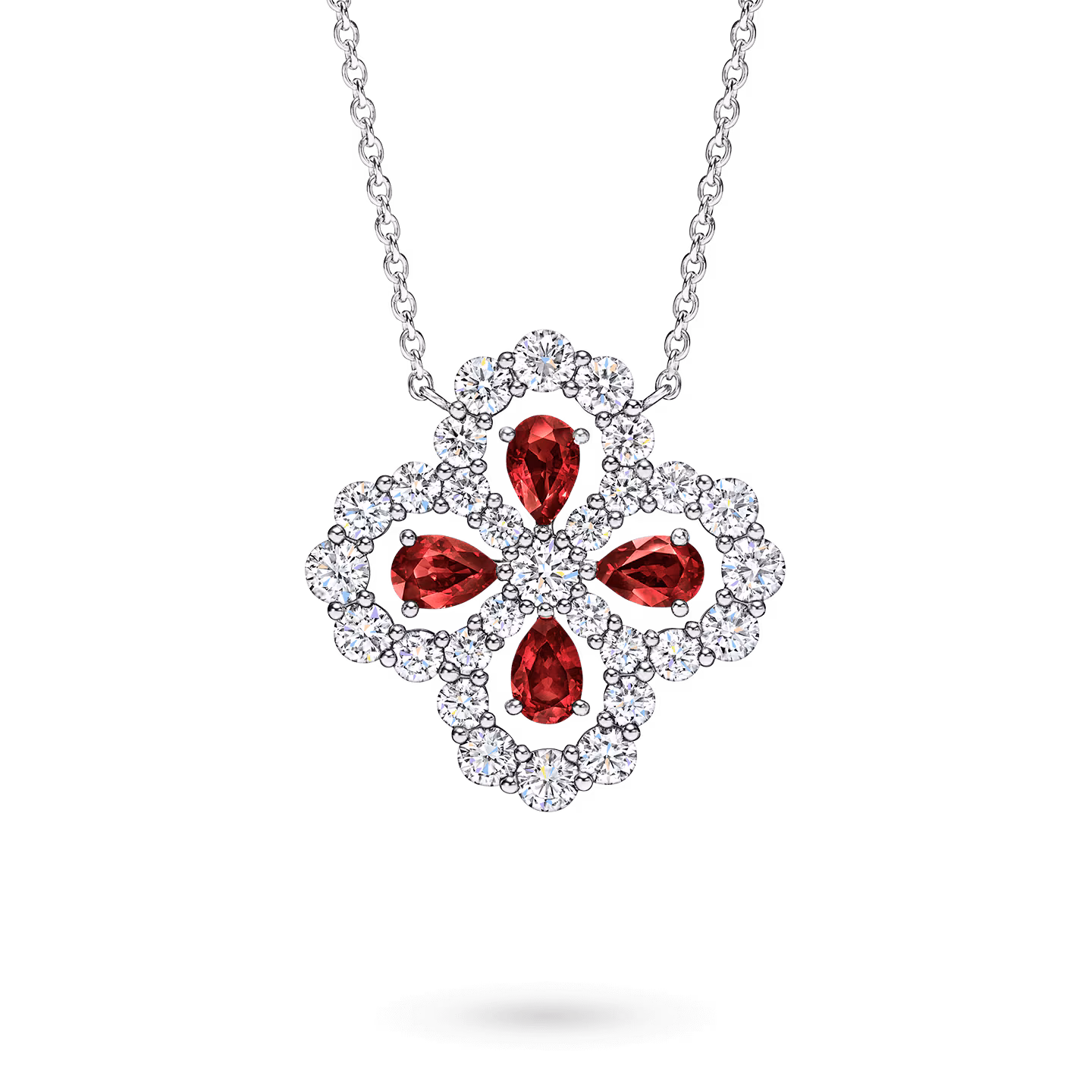 Diamond Loop Full Motif Ruby and Diamond Pendant
