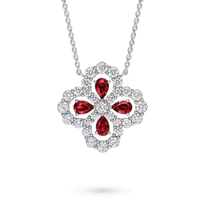 Diamond Loop Full Motif Ruby and Diamond Pendant