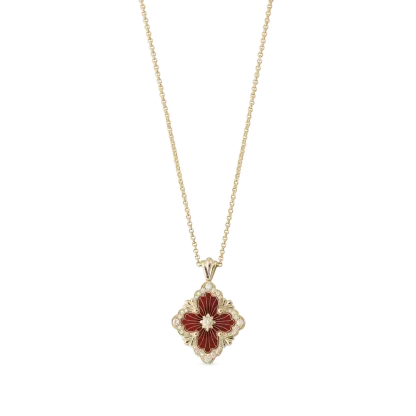 OPERA TULLE GOLD PENDANT WITH RED ENAMEL BACKGROUND
