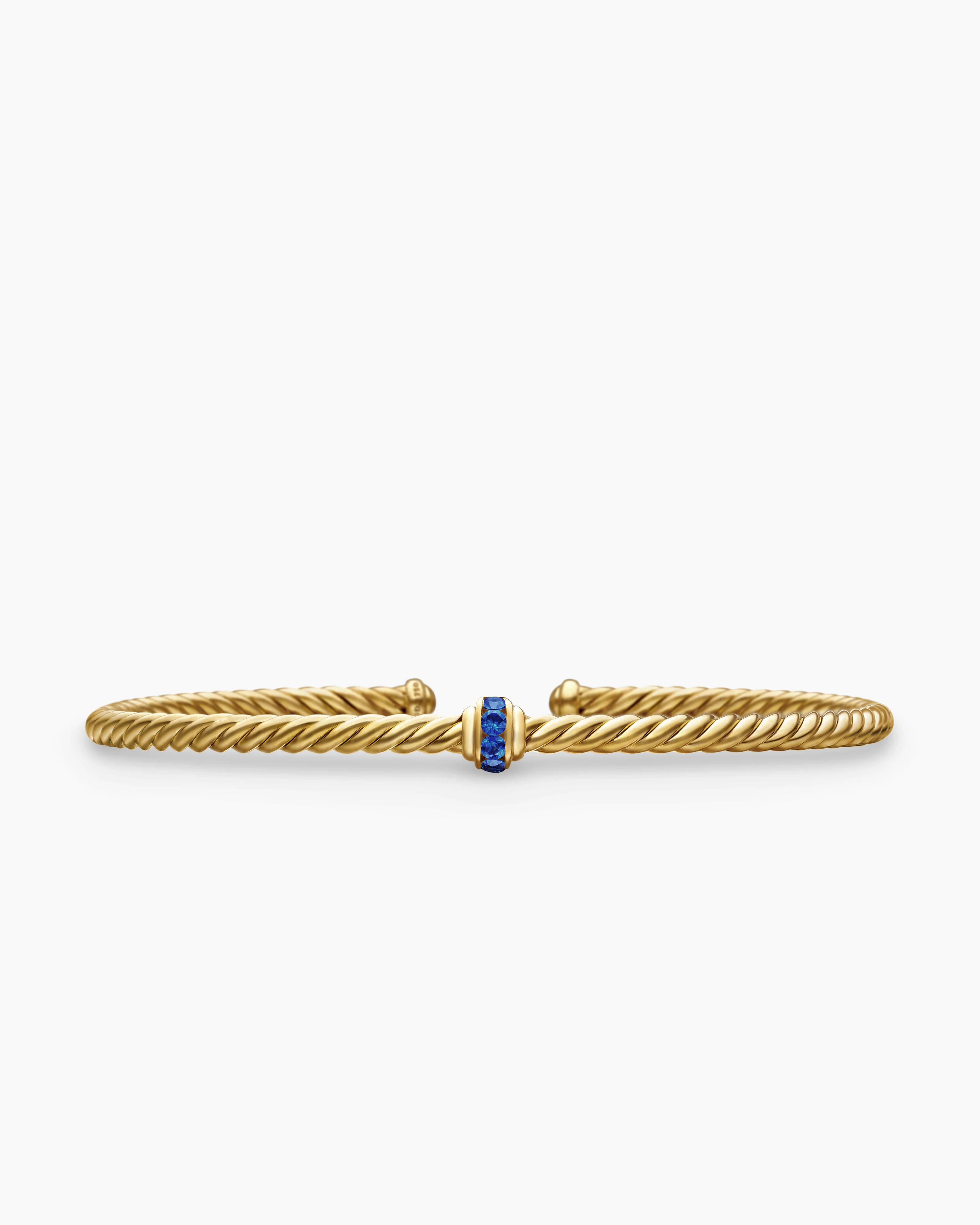 Classic Cablespira® Station Bracelet 18K Yellow Gold with Pavé Blue Sapphires, 3mm