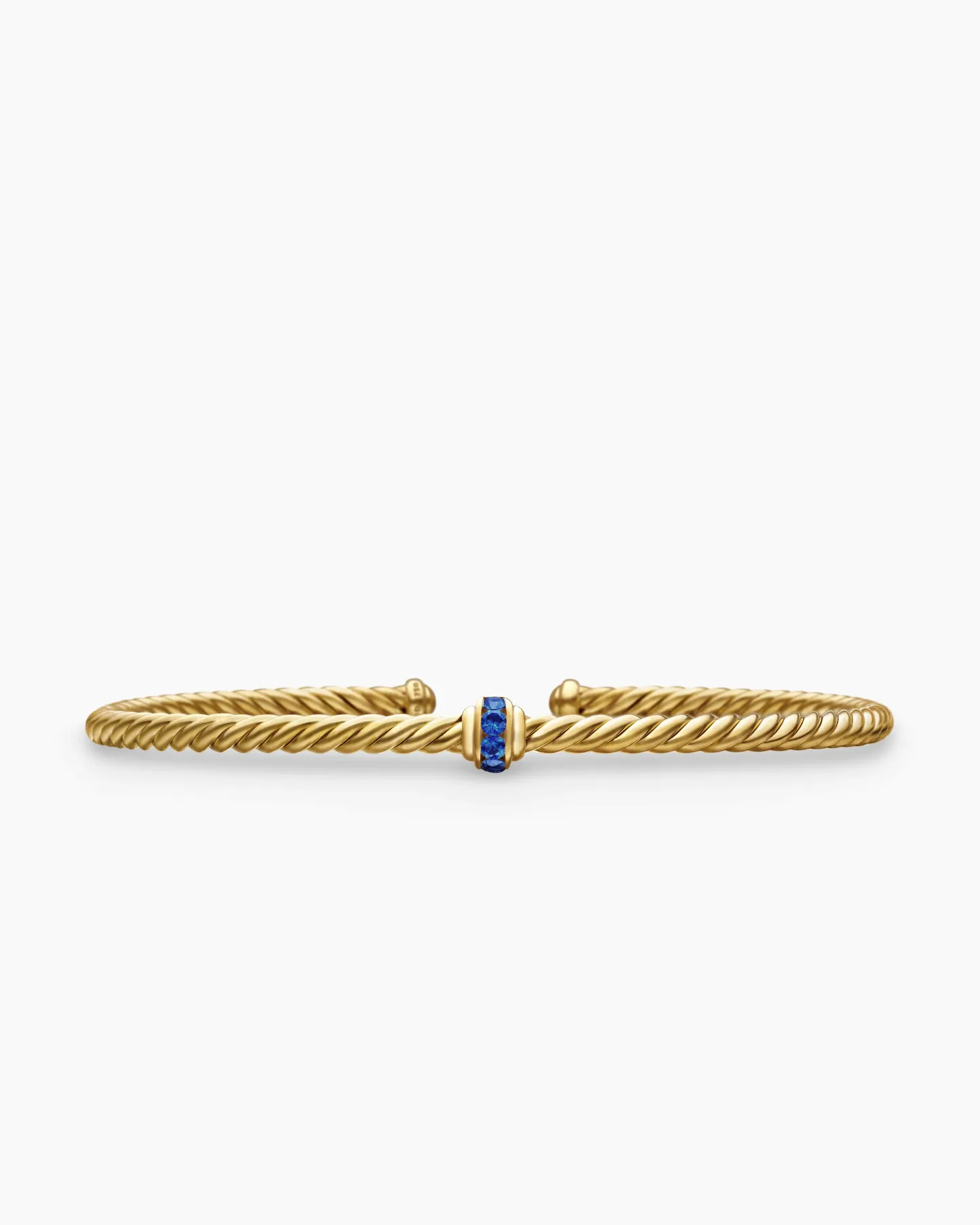 Classic Cablespira® Station Bracelet 18K Yellow Gold with Pavé Blue Sapphires, 3mm