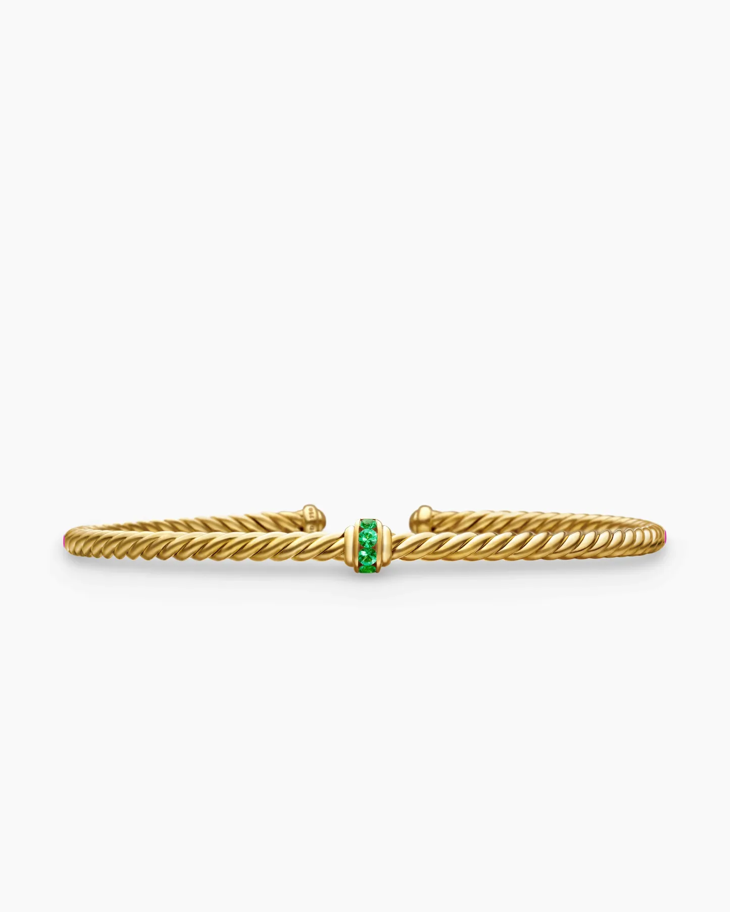 Classic Cablespira® Station Bracelet 18K Yellow Gold with Pavé Emeralds, 3mm