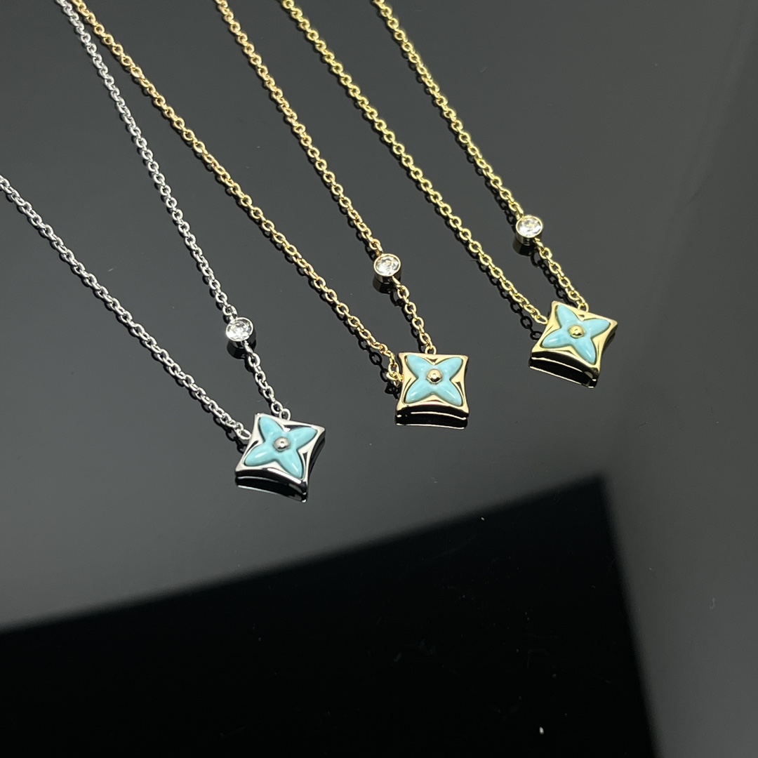 Color Blossom BB Star Pendant, Yellow Gold, Amazonite and Diamond