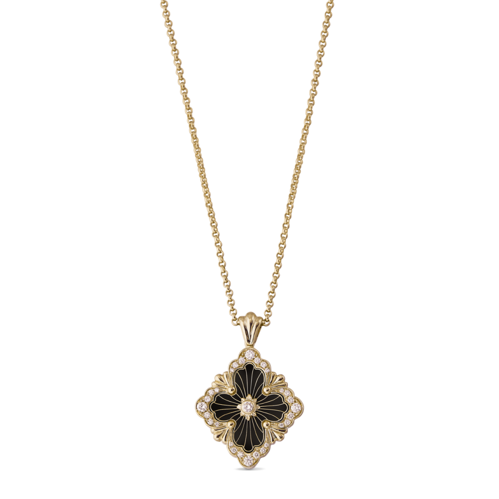 OPERA TULLE YELLOW GOLD PENDANT WITH ONYX AND DIAMONDS